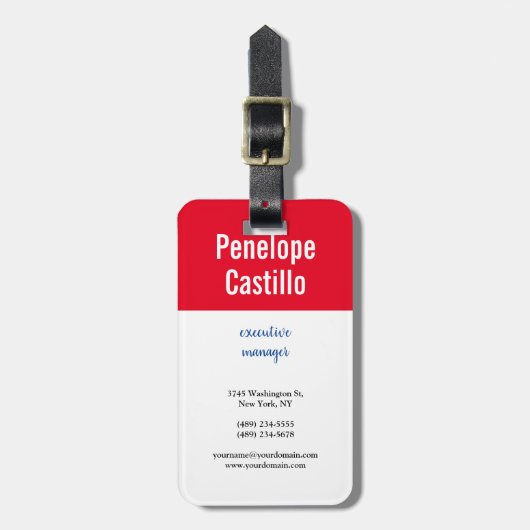 Professioneel Modern Eenvoudig Gewoon Blauw Rood W Bagagelabel (Voorkant verticaal)