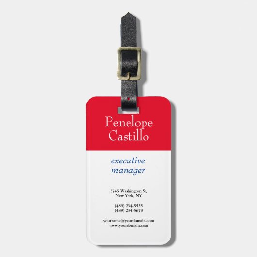 Professioneel Modern Eenvoudig Gewoon Blauw Rood W Bagagelabel (Voorkant verticaal)