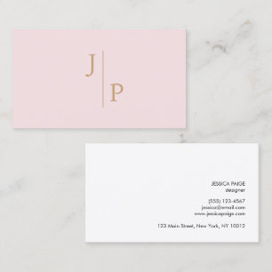 Professioneel Modern Eenvoudig Monogram Blush Roze Visitekaartje