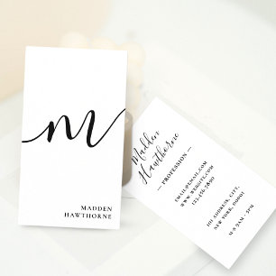Professioneel Modern Eenvoudig Script Monogram Ini Visitekaartje