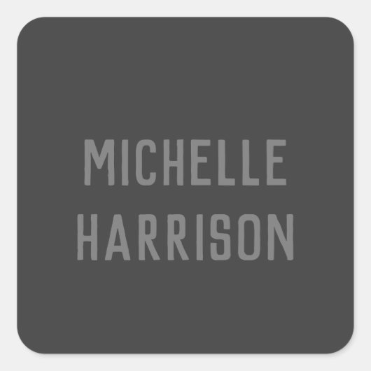 Professioneel Modern Eenvoudig Stijlvol Zwart Grij Vierkante Sticker (Voorkant)