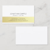 Professioneel modern Elegant Gold White Plain Visitekaartje (Voorkant / Achterkant)