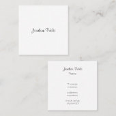 Professioneel modern elegant handgeschreven script vierkante visitekaartje (Voorkant / Achterkant)