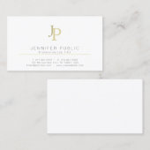 Professioneel modern Elegant White Gold Monogram Visitekaartje (Voorkant / Achterkant)