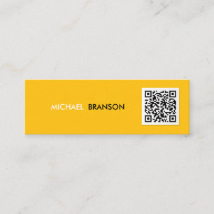 Professioneel Modern GEEL Zwart Minimaal QR CODE Mini Visitekaartje