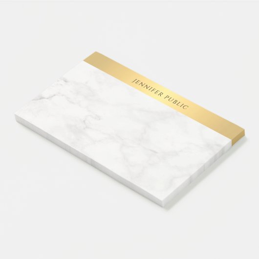 Professioneel Modern Goud en Marmer Elegant Plain Post-it® Notes (Schuin)