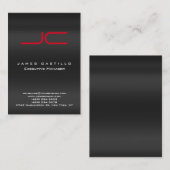 Professioneel modern grijs rood monogram visitekaartje (Voorkant / Achterkant)