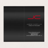 Professioneel modern grijs rood monogram visitekaartjes (Buitenkant ongevouwen)