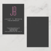 Professioneel Modern Grijs Roze Monogram Visitekaartje (Voorkant / Achterkant)
