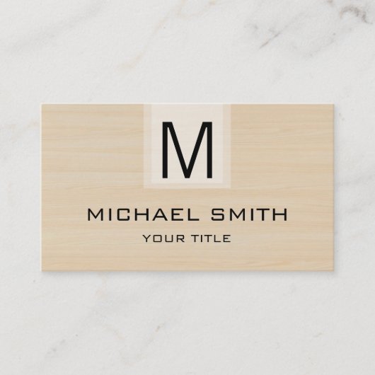 Professioneel Modern Houten Graan Monogram Visitekaartje (Voorkant)