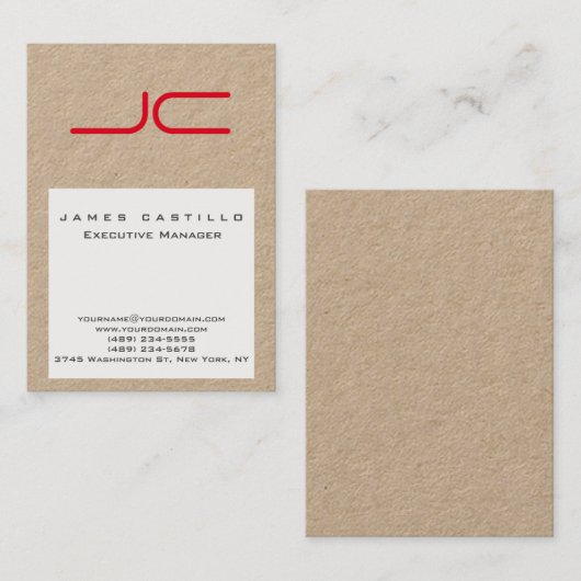 Professioneel Modern Kraftpapier-Document Wit Rood Visitekaartje (Voorkant / Achterkant)