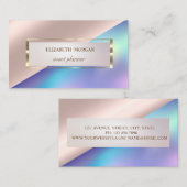 Professioneel, modern Lijst Roos Gold Holographic Visitekaartje (Voorkant / Achterkant)