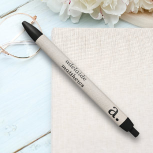 Professioneel modern linnen uitzicht monogram init zwarte inkt pen