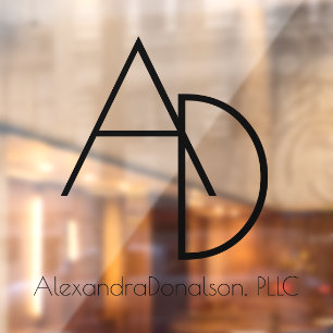 Professioneel, modern, minimaal monogram venster raamsticker