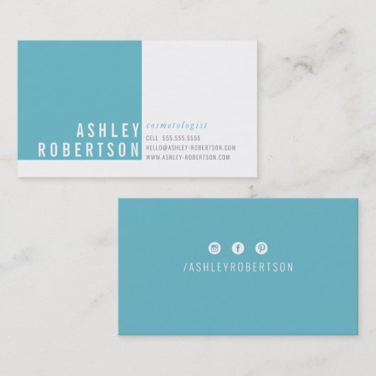 PROFESSIONEEL MODERN minimaal stijlvol turquoise b Visitekaartje (Voorkant / Achterkant)