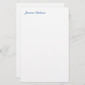 Professioneel Modern Minimalistisch Blauw Wit Briefpapier (Voorkant / Achterkant)