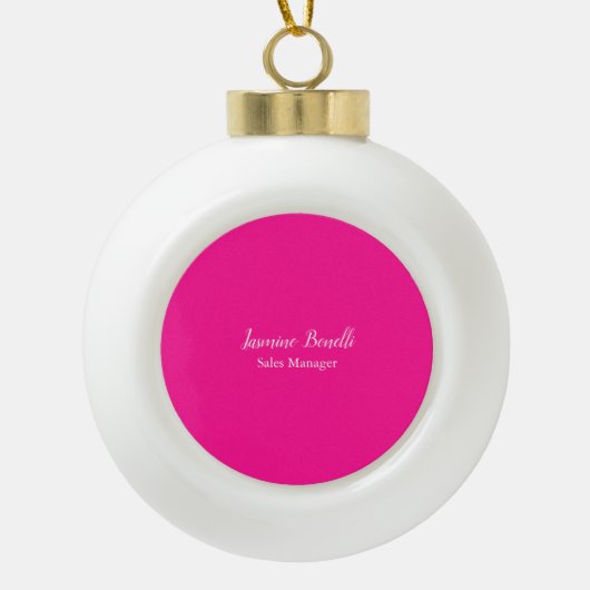 Professioneel Modern Minimalistisch Diep Roze Keramische Bal Ornament (Voorkant)
