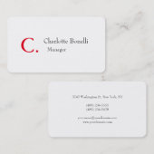 Professioneel modern minimalistisch rood monogram visitekaartje (Voorkant / Achterkant)
