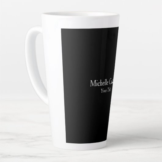 Professioneel, modern minimalistisch zwart grijs latte mok (Linkerhoek)