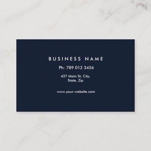 Professioneel, modern monogram blauw en wit visitekaartje (Achterkant)