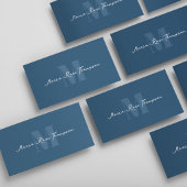 Professioneel Modern Monogram Blauwe QR-code  Visitekaartje