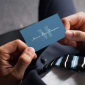 Professioneel Modern Monogram Blauwe QR-code  Visitekaartje