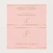 Professioneel modern monogram elegant roze goud visitekaartjes (Buitenkant ongevouwen)