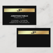 Professioneel Modern Monogram Elegant Zwart Goud Visitekaartje (Voorkant / Achterkant)