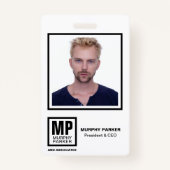 Professioneel modern monogram Logo Foto werknemer Badge (Voorkant)