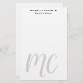 Professioneel Modern Monogram Minimalistisch Briefpapier (Voorkant / Achterkant)