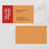 Professioneel modern monogram rood Sinaasappel Visitekaartje (Voorkant / Achterkant)