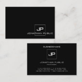 Professioneel Modern Monogram Zwart Wit Elegant Visitekaartje (Voorkant / Achterkant)