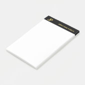 Professioneel Modern Monogram Zwart Wit Goud Post-it® Notes (Schuin)