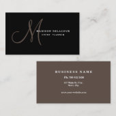 Professioneel, modern monogram zwart-wit visitekaartje (Voorkant / Achterkant)