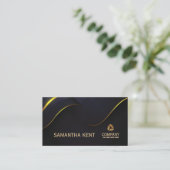 Professioneel Modern Navy & Goud Visitekaartje (Staand voorkant)