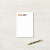 Professioneel modern Oranje, wit, minimalistisch v Post-it® Notes (Op bureau)