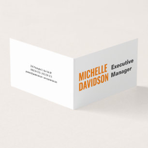 Professioneel modern Oranje, wit, minimalistisch v Visitekaartjes