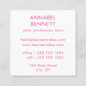 Professioneel modern roze hart vierkante visitekaartje (Achterkant)