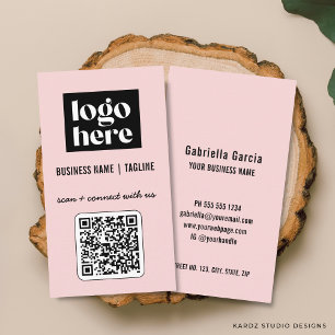 Professioneel Modern Roze QR Code Logo Visitekaartje