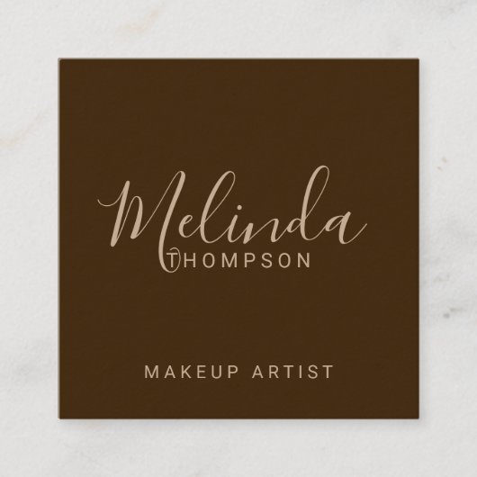 Professioneel modern Script Kraft Paper Vierkante Visitekaartje (Voorkant)