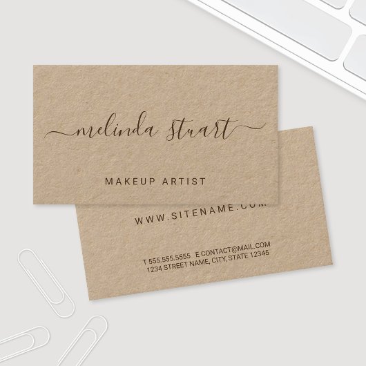 Professioneel modern Script Kraft Paper Visitekaartje