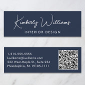 Professioneel, modern script QR-code blauw Mini Visitekaartje