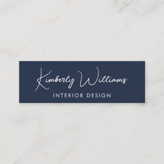 Professioneel, modern script QR-code blauw Mini Visitekaartje (Voorkant)