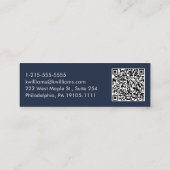 Professioneel, modern script QR-code blauw Mini Visitekaartje (Achterkant)