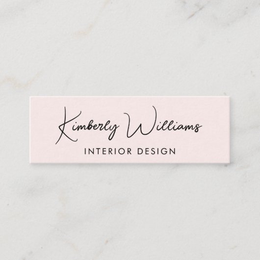 Professioneel Modern Script QR Code Roze Mini Visitekaartje (Voorkant)