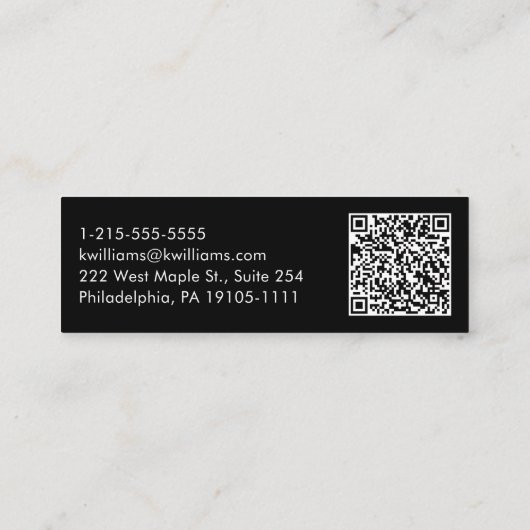 Professioneel, modern script, QR-code zwart Mini Visitekaartje (Achterkant)