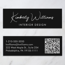 Professioneel, modern script, QR-code zwart Mini Visitekaartje