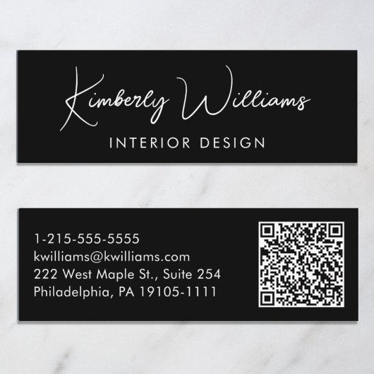 Professioneel, modern script, QR-code zwart Mini Visitekaartje