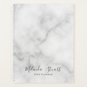 Professioneel modern script — witte marmer planner