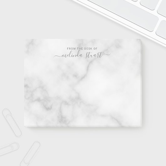 Professioneel modern script — witte marmer post-it® notes